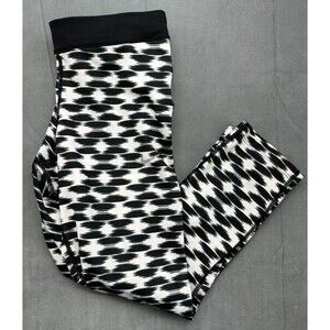 Nike Dri Fit Women's Small Active Cropped Leggings Geometric Black White Bottoms
